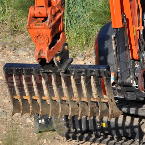 rake for mini excavator|lifting attachments for mini excavators.